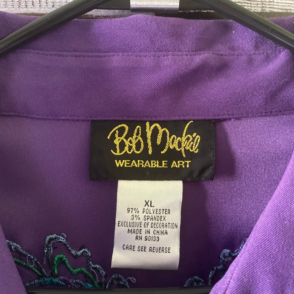 Bob Mackie Women's Long-Sleeved Button-Down Top Size XL Faux-Suede Embroidered - Picture 7 of 7
